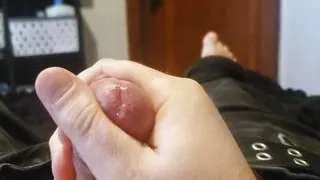 Straight bear jacking off his hairy cock while his wife is at work.