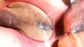 Fists and Fucks her Asshole then Cums in her own Mouth