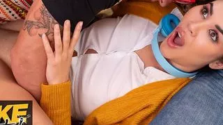 Fake Hostel - College girl loses it to TWO boys at same time - Geeky but Freaky