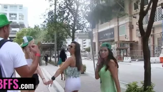 Bffs - Out of Town Sluts Picked a Random Dude and Take Him Back to Their Hotel to Ride His Cock