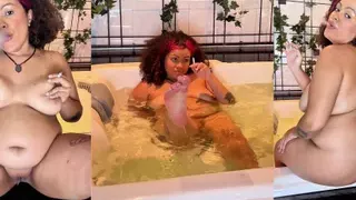 BBW Ebony Goddess Teases and Smokes in the Bathtub