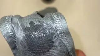 Wife cleaned creampie with her panties and gave soaked panties to me to masturbate!