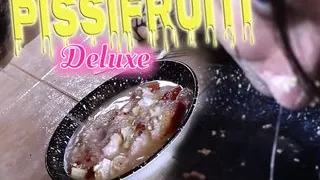 Pisses in Her Fruit Bowl and Swallows It All - drinking piss