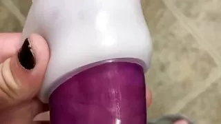 Cute Teen Boy Wearing a Condom Plays with His Big Dick Tell He Shoots a Hot Load on the Floor.