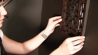 Ashli Orion sucks huge cock from gloryhole