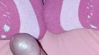 My wife want to see my perspective to cum on her sexy pink socks