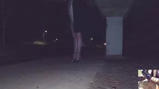 Tranny Hooker Peeing Under Bridge