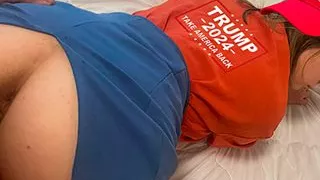 Republican girl rejoiced at the victory and jumped on friend's dick with joy