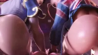 Perfect 3D Animated Babes from Street Fighter Grind Cocks Like a Pro