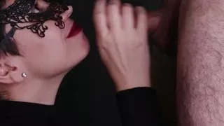 Cum on Black Lace Mask