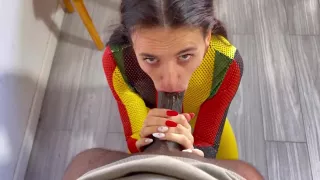 Black Fitness Trainer Shows Skinny Hottie How To Train Asshole