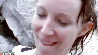 Blonde Ava Takes It Deep on the Beach