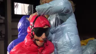 Watching Sexy Stella And Sandra Being Tied And Gagged Ba Sophie On A Stool With Ropes And Ballgags Wearing Sexy Shiny Nylon Rainwear And Downwear (Video)