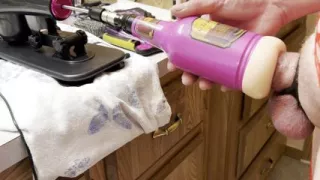 Fuck Machine With Anal Stroker Attachment POV With Crossdressing & Huge Cumshot Finish!