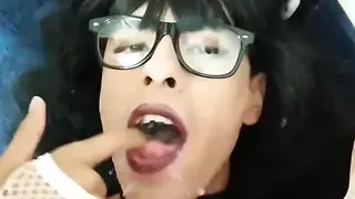 Shemale playing with my new Dildo finishing with a Self Facial