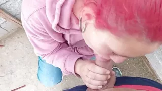 Redhead Argentinian Sucking Cock in Public