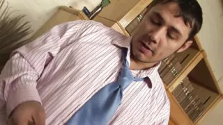 Brunette slut gives head to this handsome dude and then gets facial