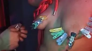 Busty blonde German whore wrecked on BDSM threesome