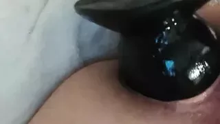 Horny wanked with butt plug in the ass