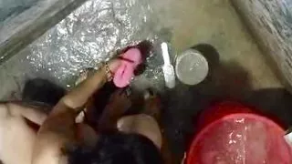 Sister-in-law is taking a bath