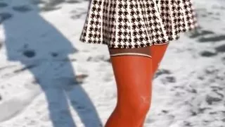 Walking in the Park, on the Ice, Undressing and Photo Session