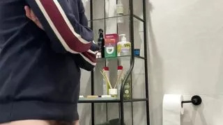 hot straight guy jerking off soft-hard