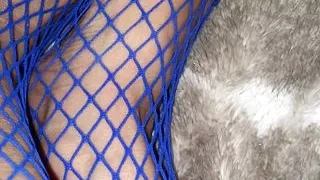 Purple Fishnet on Asian with tiny feet and long toes