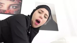 Cute hijab cleaning lady wants to fuck him