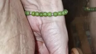 Masturbation with dildo, close-up of pearl, dildo game and fun