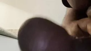 Chocolate Curved Dick Masturbating