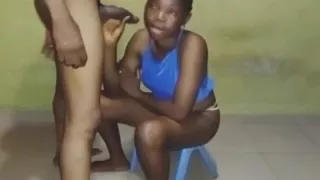 African Stepmom Giving Head