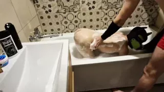 Massage a young stranger in the bathroom. The cocky exclusive