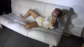 Get 2 Archive-Videos With Sandra Having Fun In Her Shiny Nylon Shorts Beeing Bound And Gagged