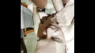 Srepdad's Big Cock Gets a Cock Deep Throat and Nipple Play