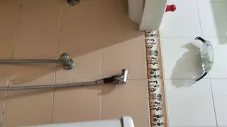 Desi black dick masterbating in toilet