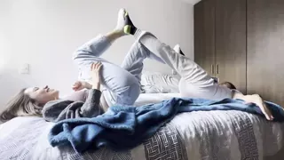 The Neighbor and I Play Female Foot Wrestling, Tickling, and Squashing