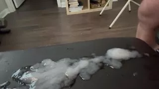 Big Dick Hunk Jerks a Huge Load Onto Workout Bench