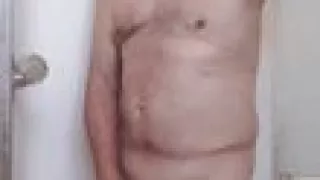 Exhibitionist masturbator stroking & cumming in shower