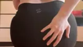 Big ass in leggins, fuck dildo in ass