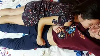 Hot stepsister accidentally fucks her Stepbrother after playing with his cock