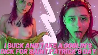 Petite Hottie Sucks a Dildo and Cums with if for Saint Patrick's Day - Noochka