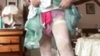 In a baby doll outfit with a diaper for a day