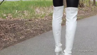 Strolling In Black Leggings And Old Overknees, 3rd Part