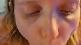 Cocksucking milf drops to knees for hard fuck until creampie