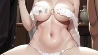 busty Japanese girl having sex with 3 black guys