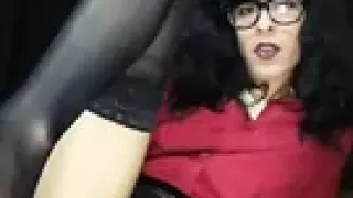 Shemale Secretary Squirting while Riding Dildo on a chair Sissygasm