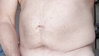 Exhibitionist old masturbator stroking cock and eating my own cum