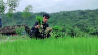 very handsome and funny young farmer