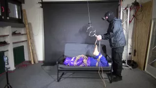 Marie M Tightly Bound And Suspended In Shiny Nylon Downjacket