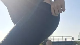 Solo dildo play on the street outdoor, did they catch me?